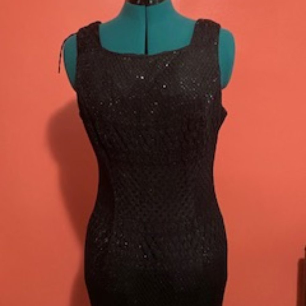 black sequin evening dress
